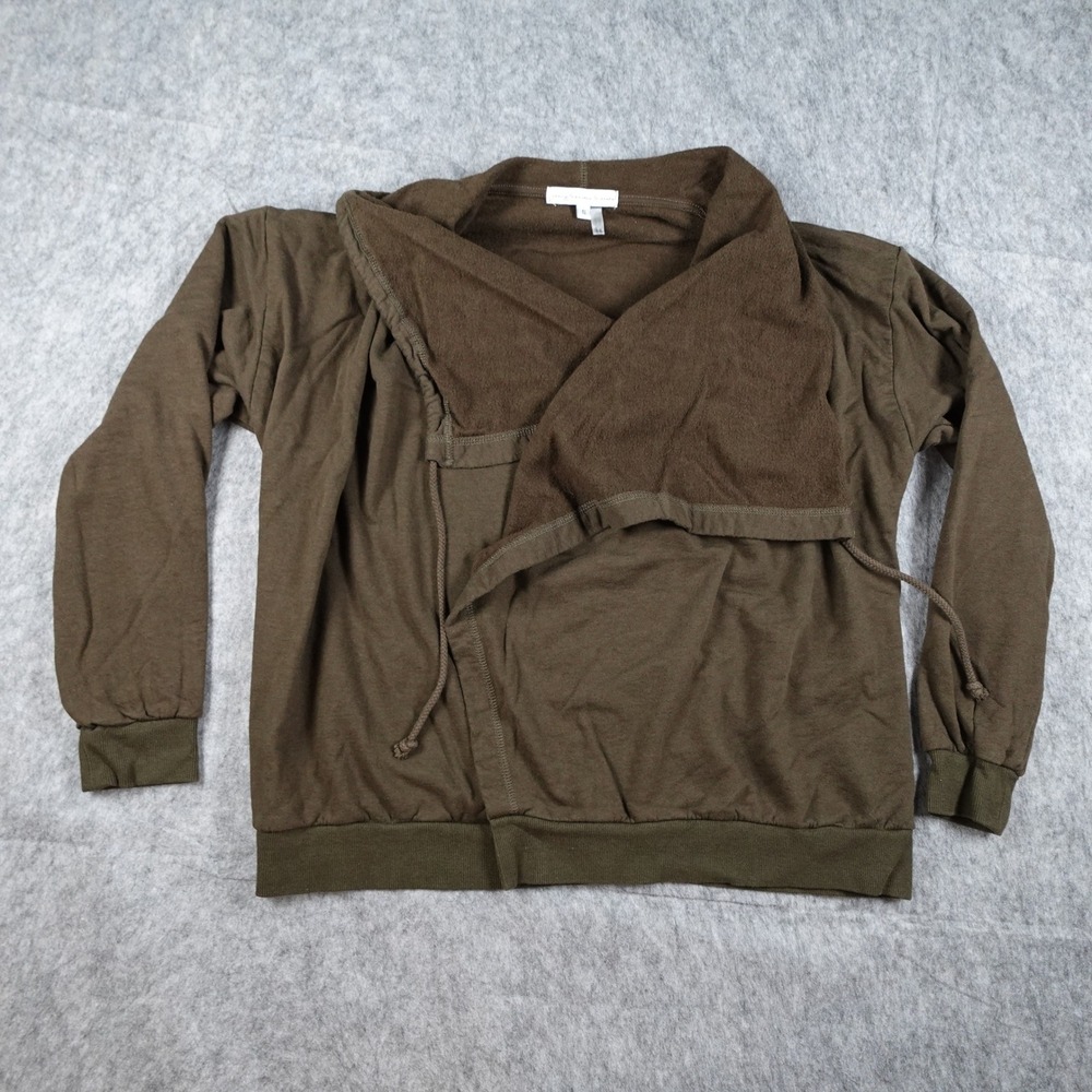 Young Fabulous Broke Sweatshirt Women Small Green Wrap Fleece Draped Cardigan